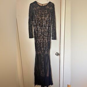 Elegant Black Sequin Evening Dress